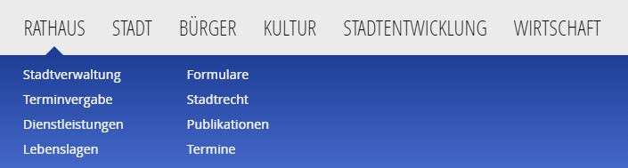 Screenshot der Website-Navigation von www.leinfelden-echterdingen.de