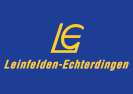 Blau-gelbes Logo der Stadt Leindelen-Echterdingen