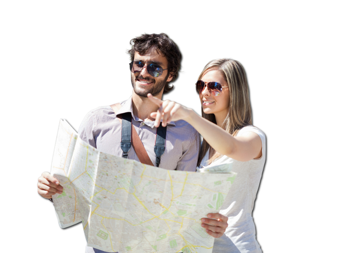Besucherinfo Mann und Frau mit Stadtplan in der Hand