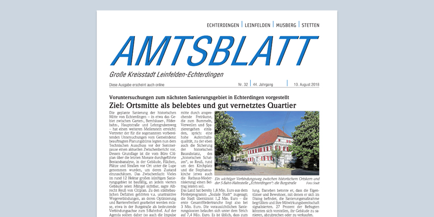 Titelseite des Amtsblatts