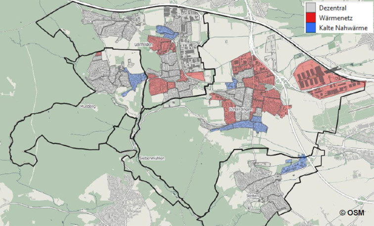 Übersicht Eignungsgebiete für Wärmenetze bzw. gebäudeindividuelle Wärmeversorgung