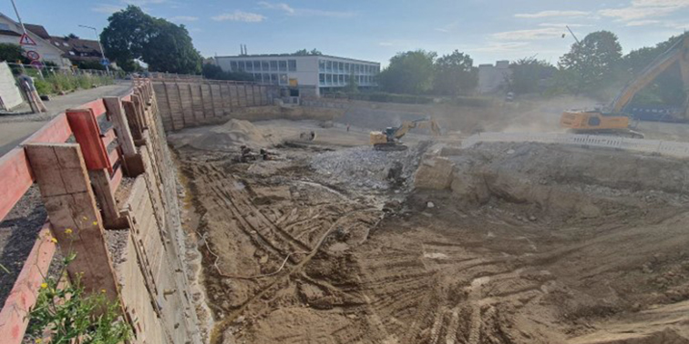 Baustelle Neubau Gartenhallenbad in Leinfelden