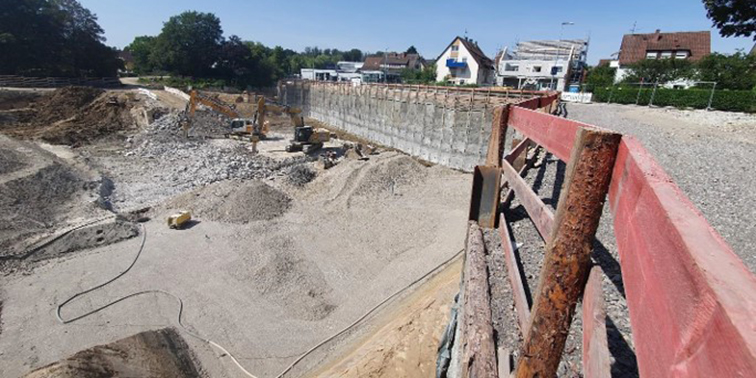 Baustelle Neubau Gartenhallenbad in Leinfelden