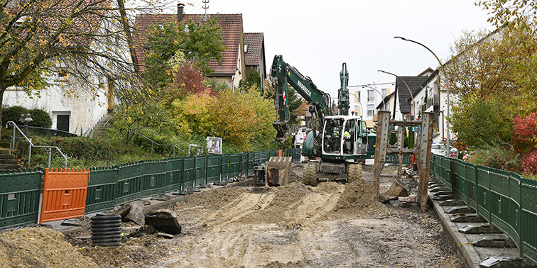 Baustelle in der Weidacher Steige in Stetten