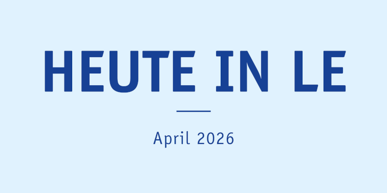 HEUTE IN LE Logo „HEUTE IN LE“ – dunkelblaue Schrift auf hellblauen Hintergrund